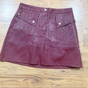 Zara vegan leather maroon skirt